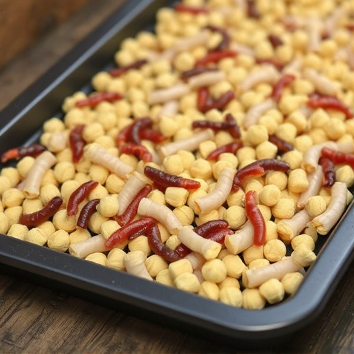Mealworm-filled suet pellets on tray