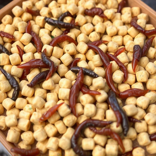 Mealworm-filled suet pellets on tray