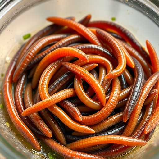 Mealworms offered in shallow dish