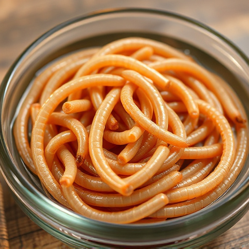 Mealworms offered in shallow dish