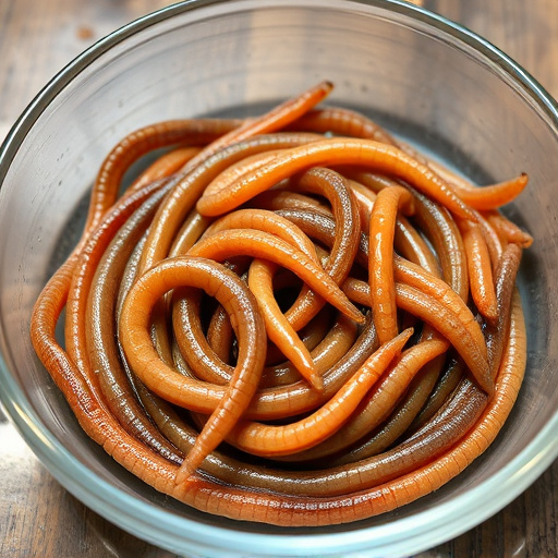 Mealworms offered in shallow dish