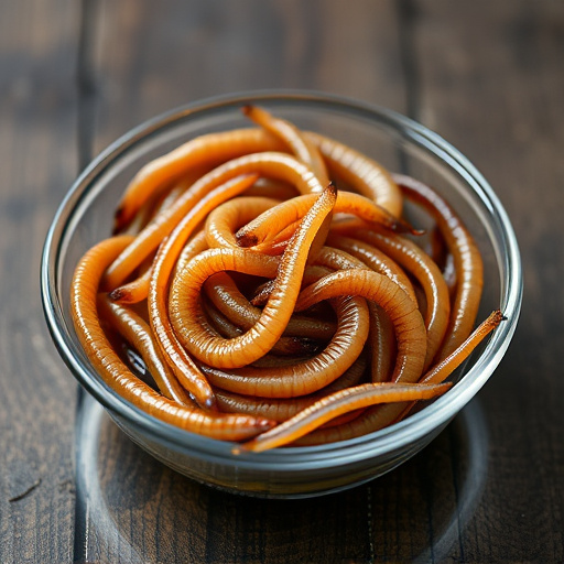 Mealworms offered in shallow dish