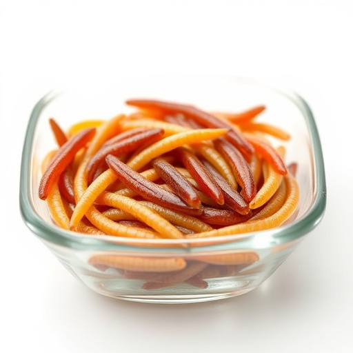 Mealworms offered in shallow dish