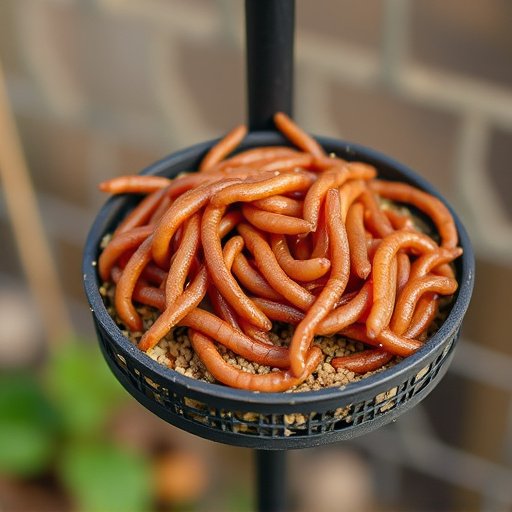 Mealworms served in low bird feeder
