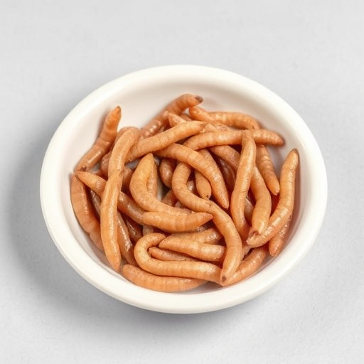 Mealworms served in shallow dish
