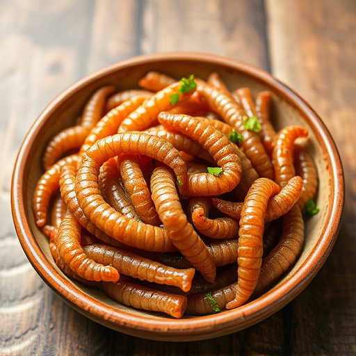 Mealworms served in shallow dish