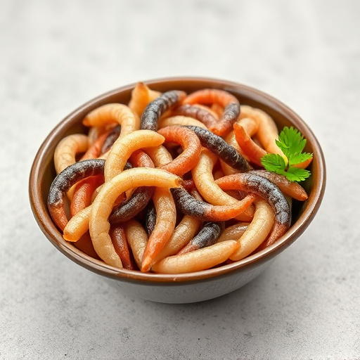 Mealworms served in shallow dish