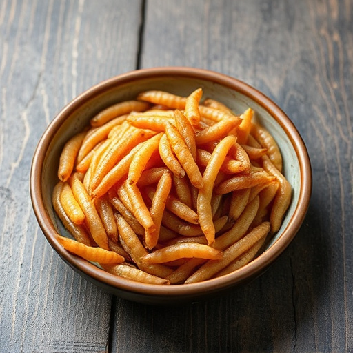 Mealworms served in shallow dish