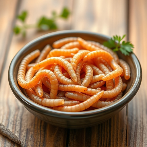 Mealworms served in shallow dish