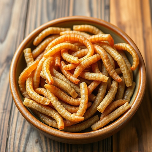 Mealworms served in shallow dish