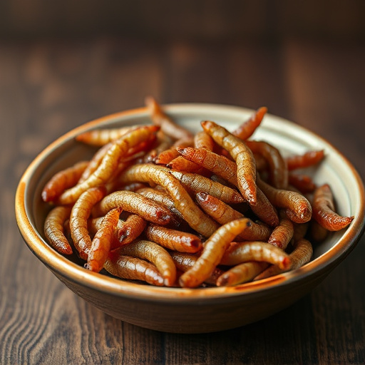 Mealworms served in shallow dish