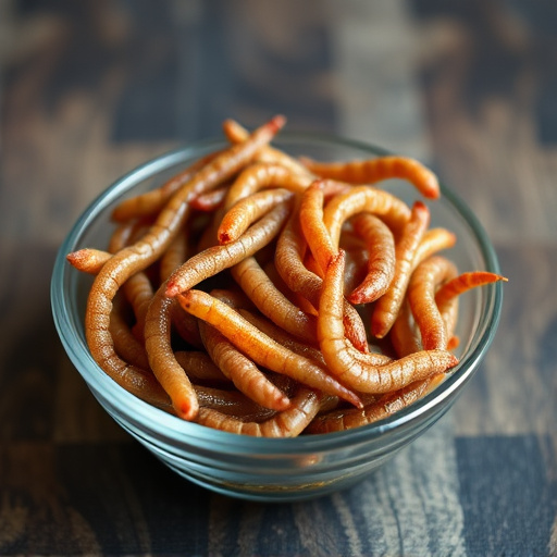 Mealworms served in shallow dish