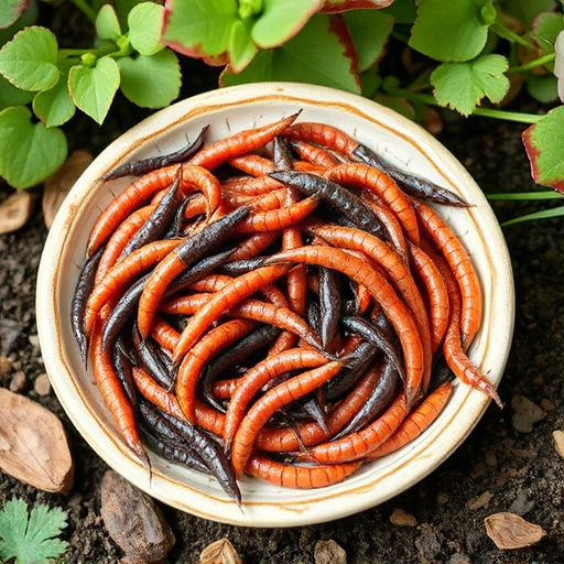 Mealworms served in shallow garden dish