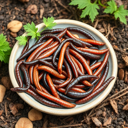 Mealworms served in shallow garden dish
