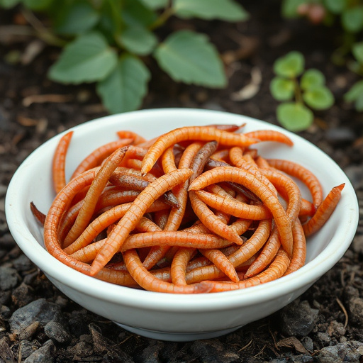 Mealworms served in shallow garden dish