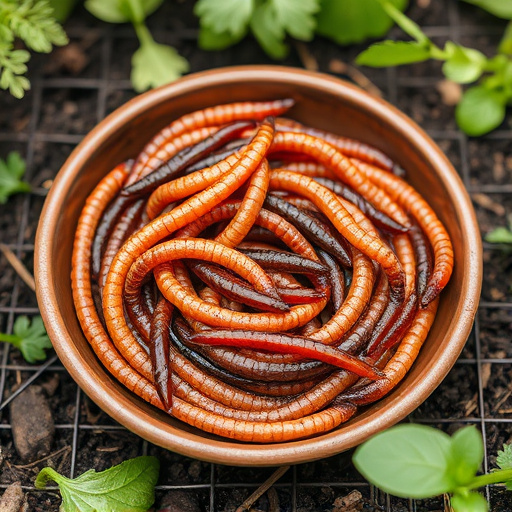 Mealworms served in shallow garden dish