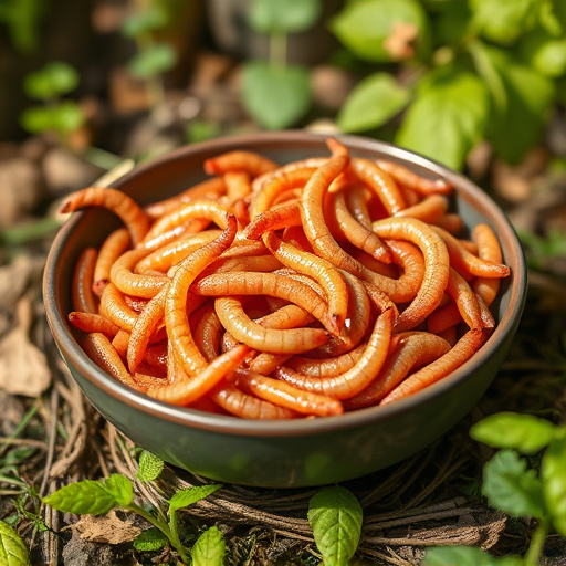 Mealworms served in shallow garden dish