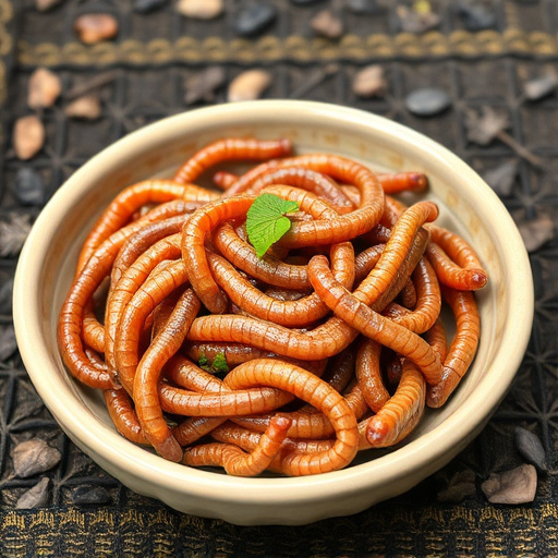 Mealworms served in shallow garden dish