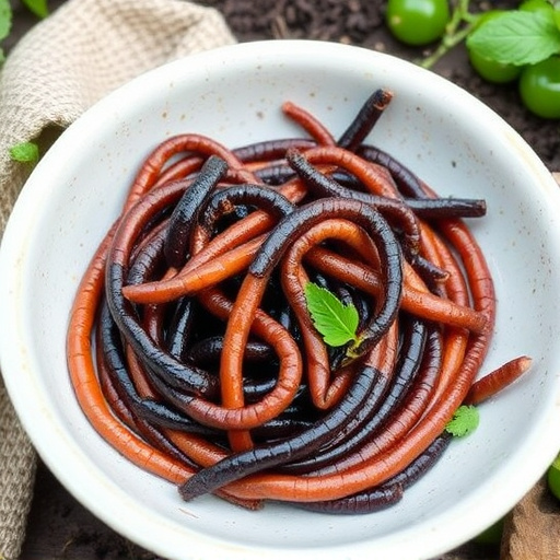 Mealworms served in shallow garden dish