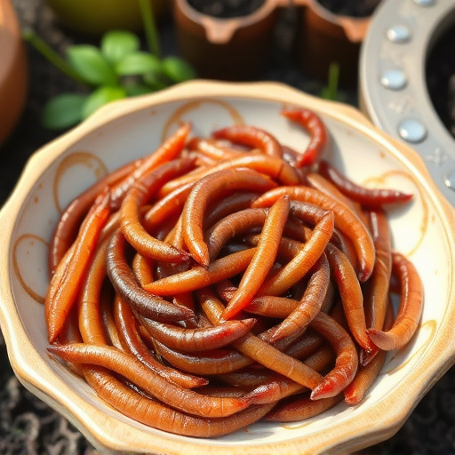 Mealworms served in shallow garden dish
