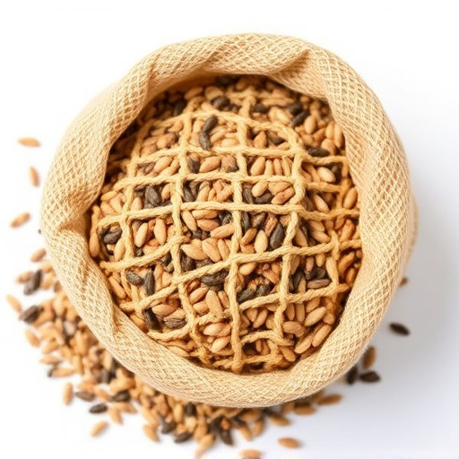 Mesh bag filled with birdseed mix