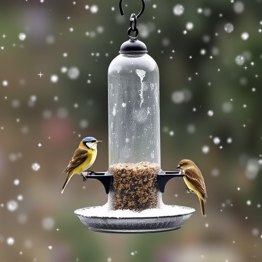 Metal bird feeder resisting harsh weather