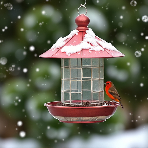 Metal bird feeder resisting harsh weather