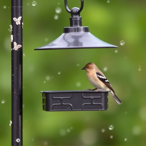 Metal bird feeder resisting harsh weather