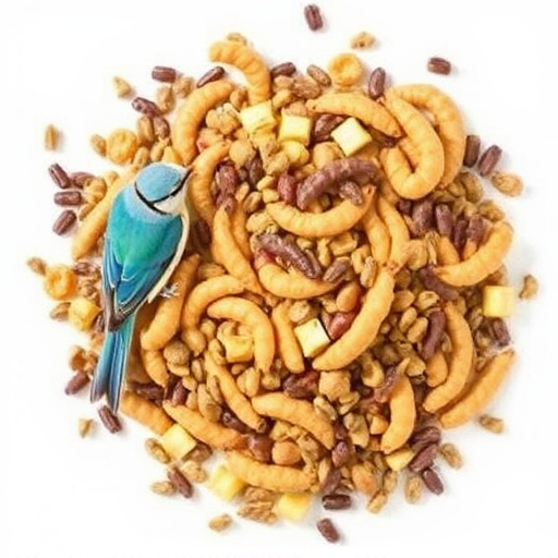 Mixed bird feed with added mealworms