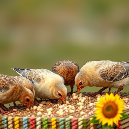 Mixed flock eating sunflower hearts
