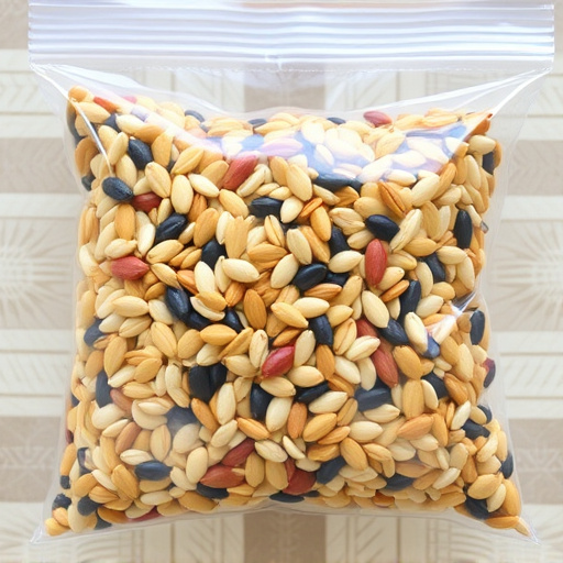 Mixed seed blend in clear plastic bag