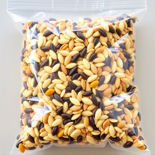 Mixed seed blend in clear plastic bag