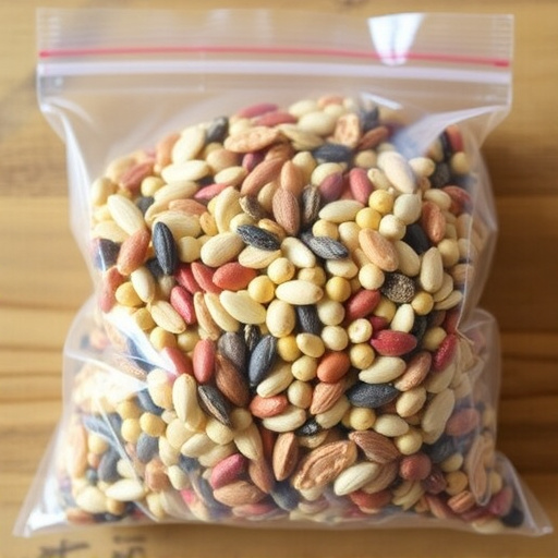 Mixed seed blend in clear plastic bag