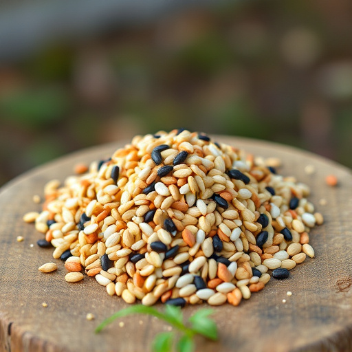 Mixed seed blend on wooden bird table