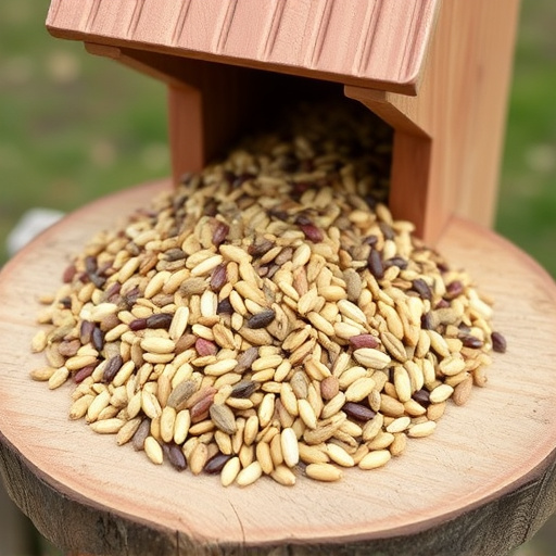 Mixed seed blend on wooden bird table