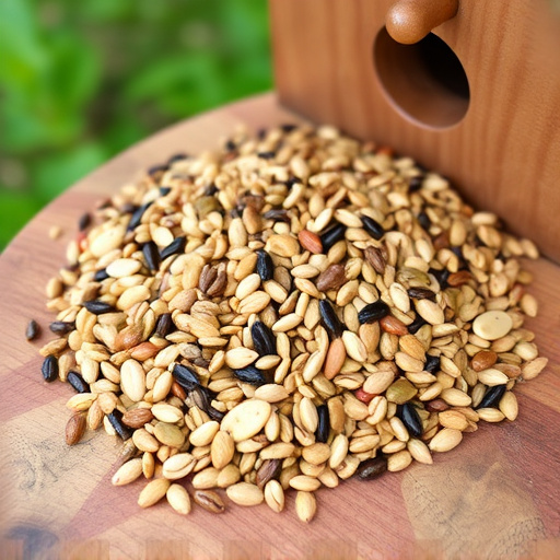 Mixed seed blend on wooden bird table
