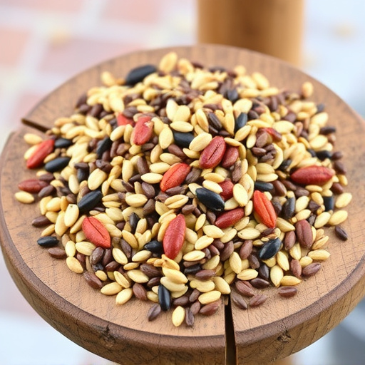 Mixed seed blend on wooden bird table