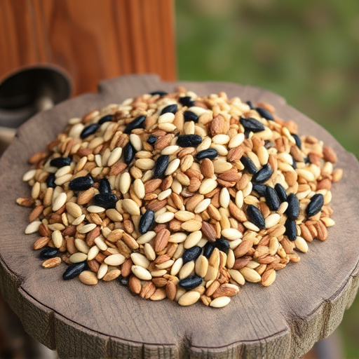 Mixed seed blend on wooden bird table