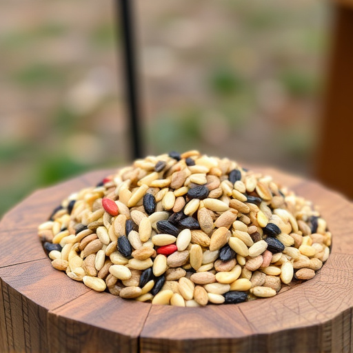Mixed seed blend on wooden bird table