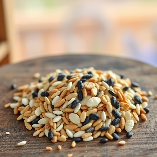 Mixed seed blend on wooden bird table