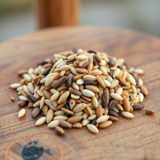 Mixed seed blend on wooden bird table