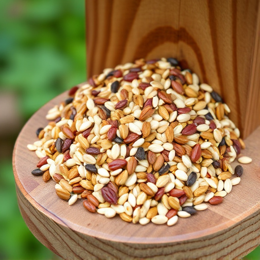 Mixed seed blend on wooden bird table