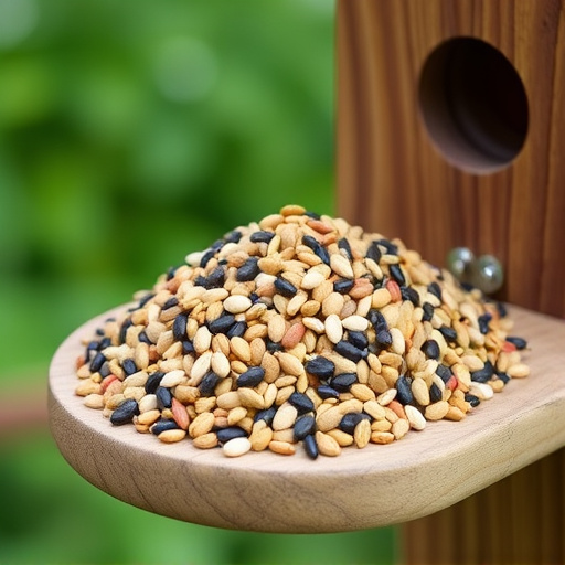 Mixed seed blend on wooden bird table
