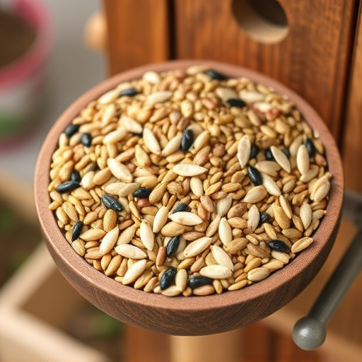 Mixed seed blend on wooden bird table