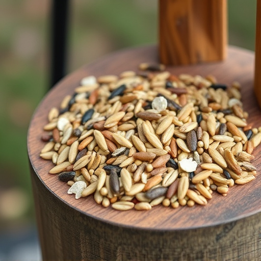 Mixed seed blend on wooden bird table