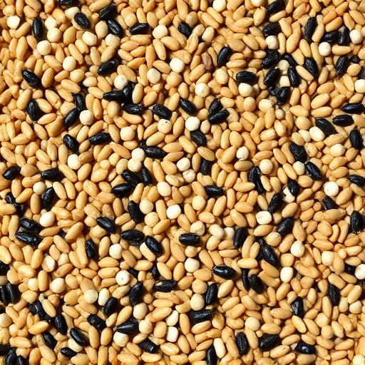 Mixed seed scattered on feeding tray