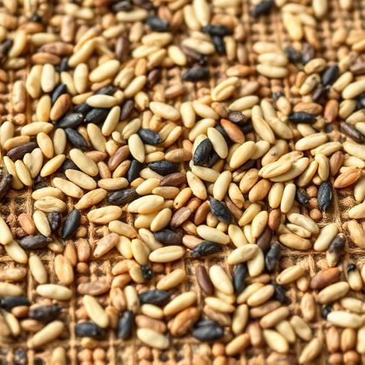 Mixed seed scattered on feeding tray