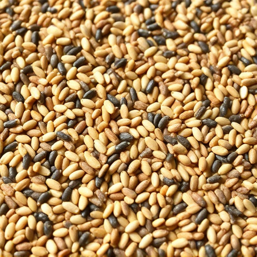 Mixed seed scattered on feeding tray