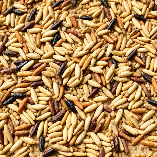 Mixed seed scattered on feeding tray
