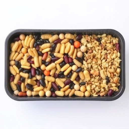 Mixed seeds and suet pellets in tray